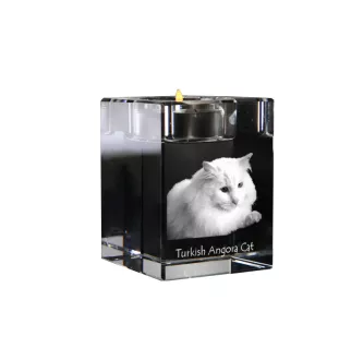 Turkish Angora - Candle holder with cat photo, crystal tealight holder, personalised gift by Art-Dog brand