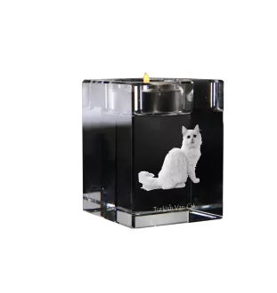 Van turc - Bougeoir avec photo de chat, porte bougie en cristal, cadeau personnalisé par la marque Art-Dog
