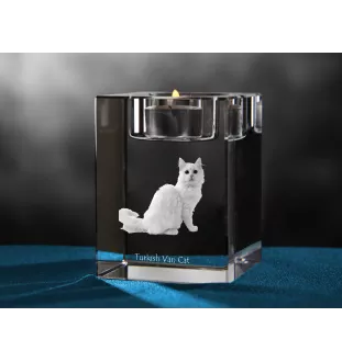 Turkish van - Candle holder with cat photo, crystal tealight holder, personalised gift by Art-Dog brand