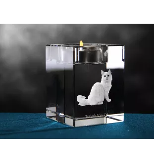 Van turc - Bougeoir avec photo de chat, porte bougie en cristal, cadeau personnalisé par la marque Art-Dog