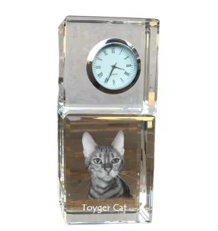 Chat Toyger - montre en cristal avec photo, photo de chat dans le cristal, horloge de bureau personnalisée de la marque Art-Dog