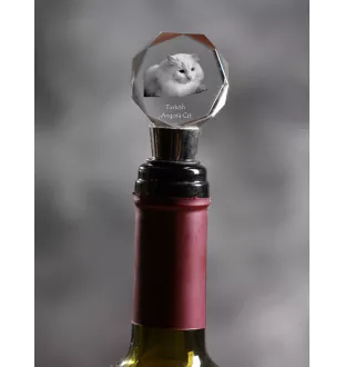 Chat Angora Turc - Bouchon de bouteille, bouchon de vin en cristal avec photo de chat, cadeau personnalisé pour barman par la marque Art-Dog