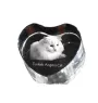 Turkish Angora Cat - crystal clock with a picture of a cat, heart-shaped shelf clock, personalized standing clock by Art-Dog brand