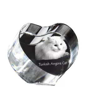 Türkisch Angorakatze - Kristalluhr mit Katzenbild, Herzregal-Uhr, personalisierte Standuhr von Art-Dog.