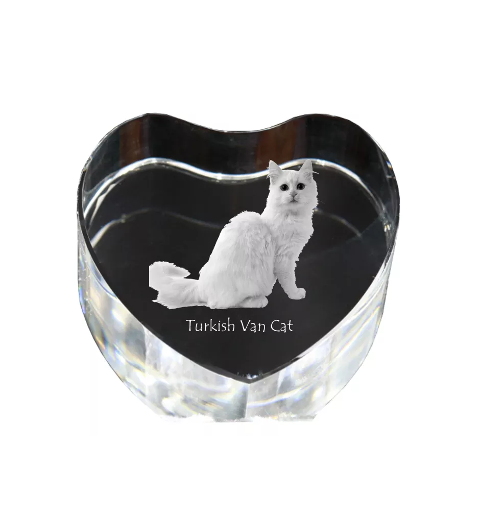 Türkisch Van Katze - Kristalluhr mit Katzenbild, Herzregal-Uhr, personalisierte Standuhr von Art-Dog.