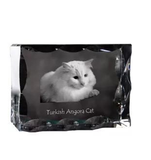 Turkish Angora Cat - crystal with a cat picture, glass statuette with a picture, unique frame with a picture from Art-Dog brand