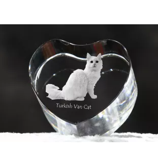 Türkisch Van Katze - Kristalluhr mit Katzenbild, Herzregal-Uhr, personalisierte Standuhr von Art-Dog.