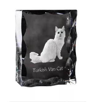 Türkisch Van Katze - Kristall mit Katzenbild, Glasstatuette mit Bild, einzigartiger Bilderrahmen der Marke Art-Dog
