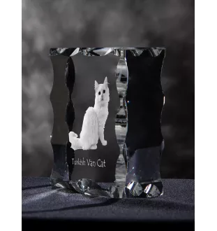 Türkisch Van Katze - Kristall mit Katzenbild, Glasstatuette mit Bild, einzigartiger Bilderrahmen der Marke Art-Dog
