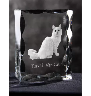Türkisch Van Katze - Kristall mit Katzenbild, Glasstatuette mit Bild, einzigartiger Bilderrahmen der Marke Art-Dog