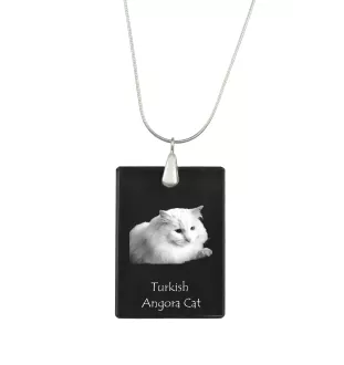 Türkisch Angorakatze - Crystal pendant with cat, silver necklace with photo, personalised pendant by Art-Dog brand