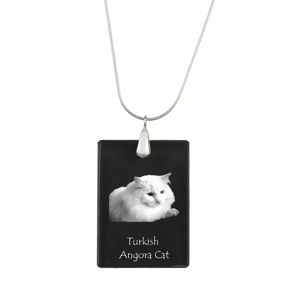 Chat Angora Turc - Crystal pendant with cat, silver necklace with photo, personalised pendant by Art-Dog brand
