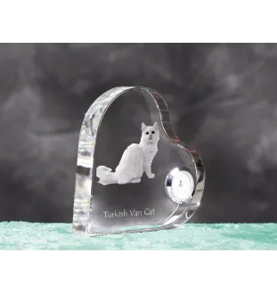 Türkisch Van Katze - Kristalluhr mit Katzenbild, Herzregal-Uhr, personalisierte Standuhr von Art-Dog.