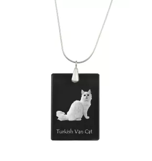 Turkish Van Cat - Crystal pendant with cat, silver necklace with photo, personalised pendant by Art-Dog brand