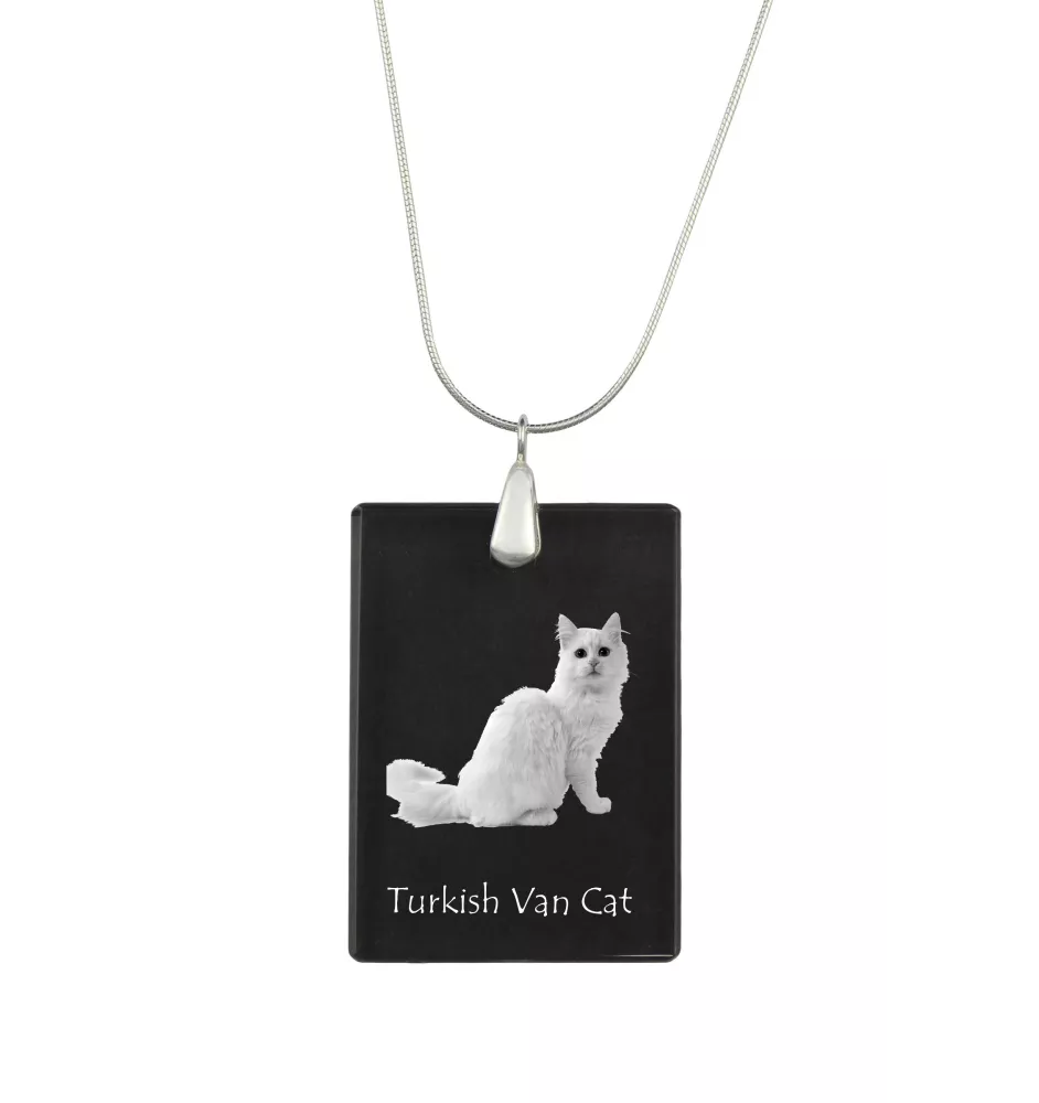 Turkish Van Cat - Crystal pendant with cat, silver necklace with photo, personalised pendant by Art-Dog brand