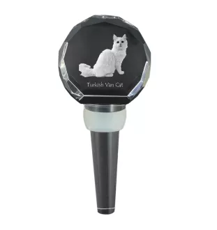 Chat turc de Van - Bouchon de bouteille en cristal avec chat, bouchon de vin unique avec photo, cadeau personnalisé pour sommelier par la marque Art-Dog