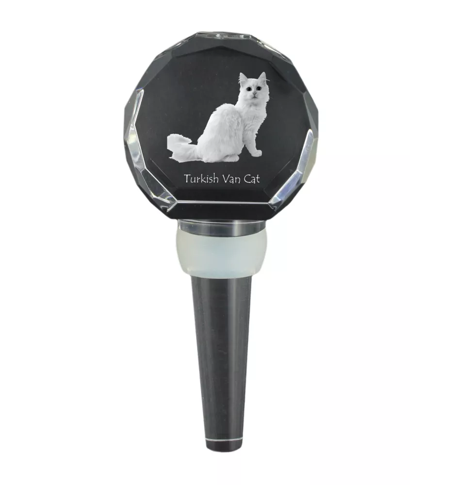 Chat turc de Van - Bouchon de bouteille en cristal avec chat, bouchon de vin unique avec photo, cadeau personnalisé pour sommelier par la marque Art-Dog