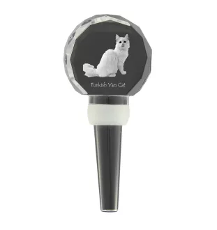 Chat turc de Van - Bouchon de bouteille en cristal avec chat, bouchon de vin unique avec photo, cadeau personnalisé pour sommelier par la marque Art-Dog