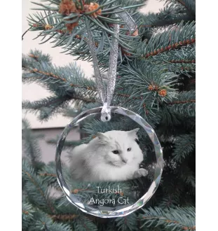Türkisch Angorakatze - Kristallkugel mit Foto, Katzenfoto im Kristall, personalisierter Weihnachtsbaumanhänger von Art-Dog.