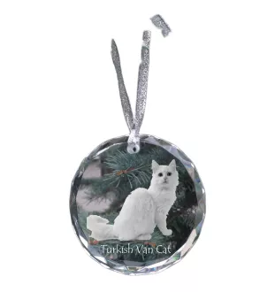 Chat turc de Van - boule de Noël en cristal avec une photo, photo d'un chat dans le cristal, décoration personnalisée pour sapin de Noël de la marque Art-Dog