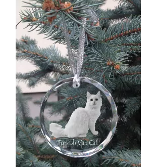 Türkisch Van Katze - Kristallkugel mit Foto, Katzenfoto im Kristall, personalisierter Weihnachtsbaumanhänger von Art-Dog.