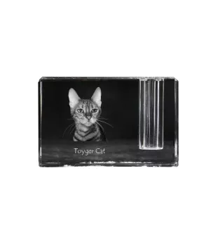 Chat Toyger - Porte-stylos, organiseur en cristal avec photo de chat, décoration de bureau unique par la marque Art-Dog