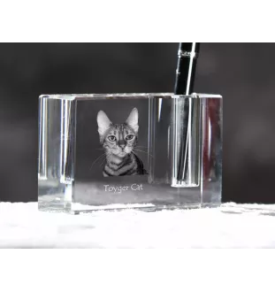 Chat Toyger - Porte-stylos, organiseur en cristal avec photo de chat, décoration de bureau unique par la marque Art-Dog