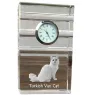 Türkisch Van Katze - Glasuhr mit Foto, Katzenfoto im Kristall, personalisierte Standuhr für das Büro der Marke Art-Dog