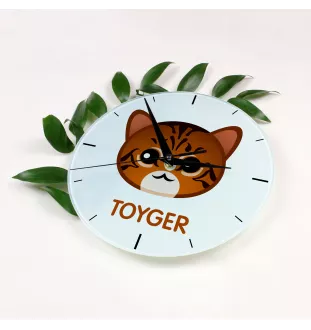 Toyger - MDF-Uhr mit Grafik und Logo der Marke Art-Dog