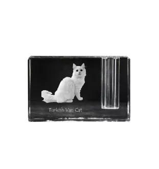 Chat turc de Van - Porte-stylos, organiseur en cristal avec photo de chat, décoration de bureau unique par la marque Art-Dog