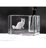 Turkish Van Cat - Pen stand, crystal organiser with cat photo, unique desk decoration by Art-Dog brand