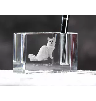 Chat turc de Van - Porte-stylos, organiseur en cristal avec photo de chat, décoration de bureau unique par la marque Art-Dog