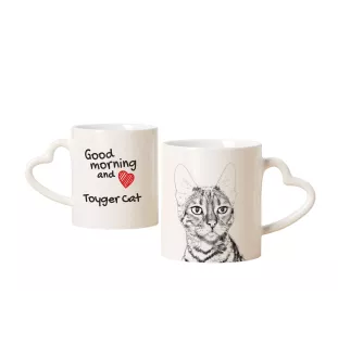 Toyger - cat mug, adorable heart-shaped handle mug, universal gift from Art-Dog brand