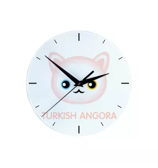 Turkish Angora - MDF clock with graphics and the Art-Dog brand name