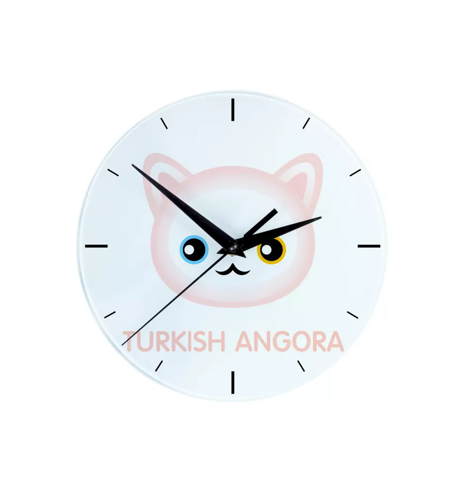 Turkish Angora - MDF clock with graphics and the Art-Dog brand name