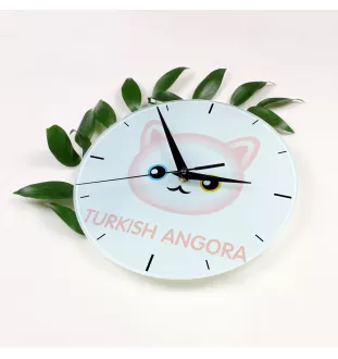 Türkisch Angora - MDF-Uhr mit Grafik und Logo der Marke Art-Dog
