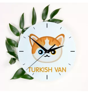 Türkisch Van - MDF-Uhr mit Grafik und Logo der Marke Art-Dog
