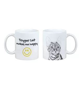 Kot toyger kubek z kotem Makes me happy Art-Dog