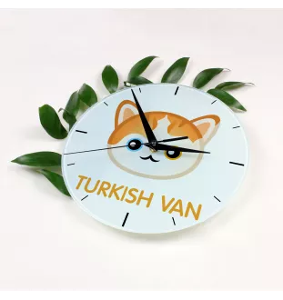 Türkisch Van - MDF-Uhr mit Grafik und Logo der Marke Art-Dog