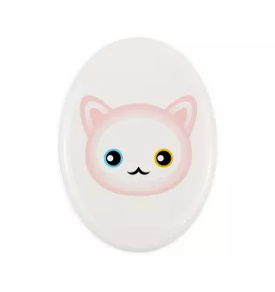 Turkish Angora - ceramic tombstone plaque with graphics and inscription by Art-Dog brand