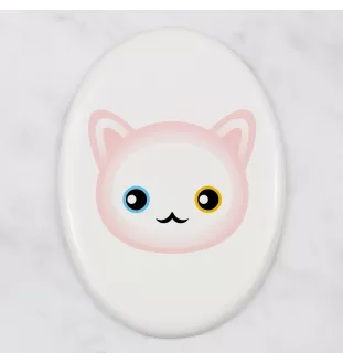 Angora turc - une plaque funéraire en céramique avec une illustration et un texte de la marque Art-Dog