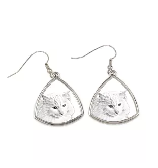 Türkisch Angorakatze - Katzenohrringe, hängende Ohrringe mit Bild, personalisierter Schmuck mit dem Aufdruck der Marke Art-Dog