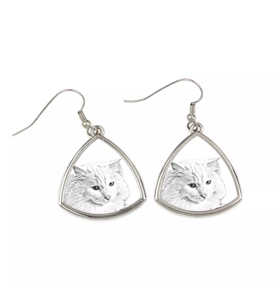 Türkisch Angorakatze - Katzenohrringe, hängende Ohrringe mit Bild, personalisierter Schmuck mit dem Aufdruck der Marke Art-Dog