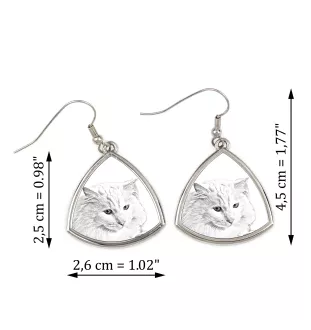 Turkish Angora Cat - cat earrings, hanging earrings with a picture, personalized jewelry with Art-Dog brand print.