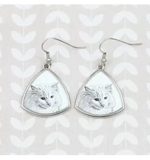 Chat Angora Turc - boucles d'oreilles avec un chat, boucles d'oreilles pendantes avec une image, bijoux personnalisés avec l'impression de la marque Art-Dog
