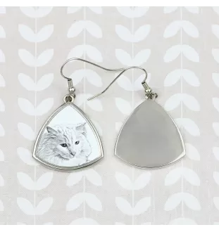 Chat Angora Turc - boucles d'oreilles avec un chat, boucles d'oreilles pendantes avec une image, bijoux personnalisés avec l'impression de la marque Art-Dog
