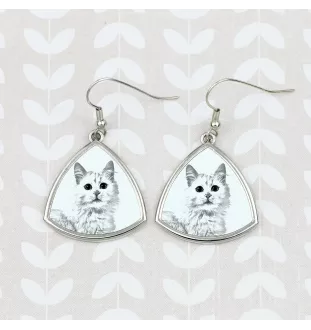 Chat turc de Van - boucles d'oreilles avec un chat, boucles d'oreilles pendantes avec une image, bijoux personnalisés avec l'impression de la marque Art-Dog