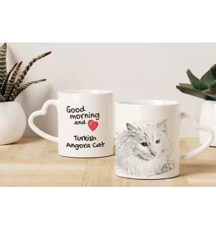 Türkisch Angora Tasse mit Katze, entzückende Tasse mit herzförmigem Henkel, universelles Geschenk der Marke Art-Dog