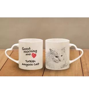 Turkish Angora - cat mug, adorable heart-shaped handle mug, universal gift from Art-Dog brand