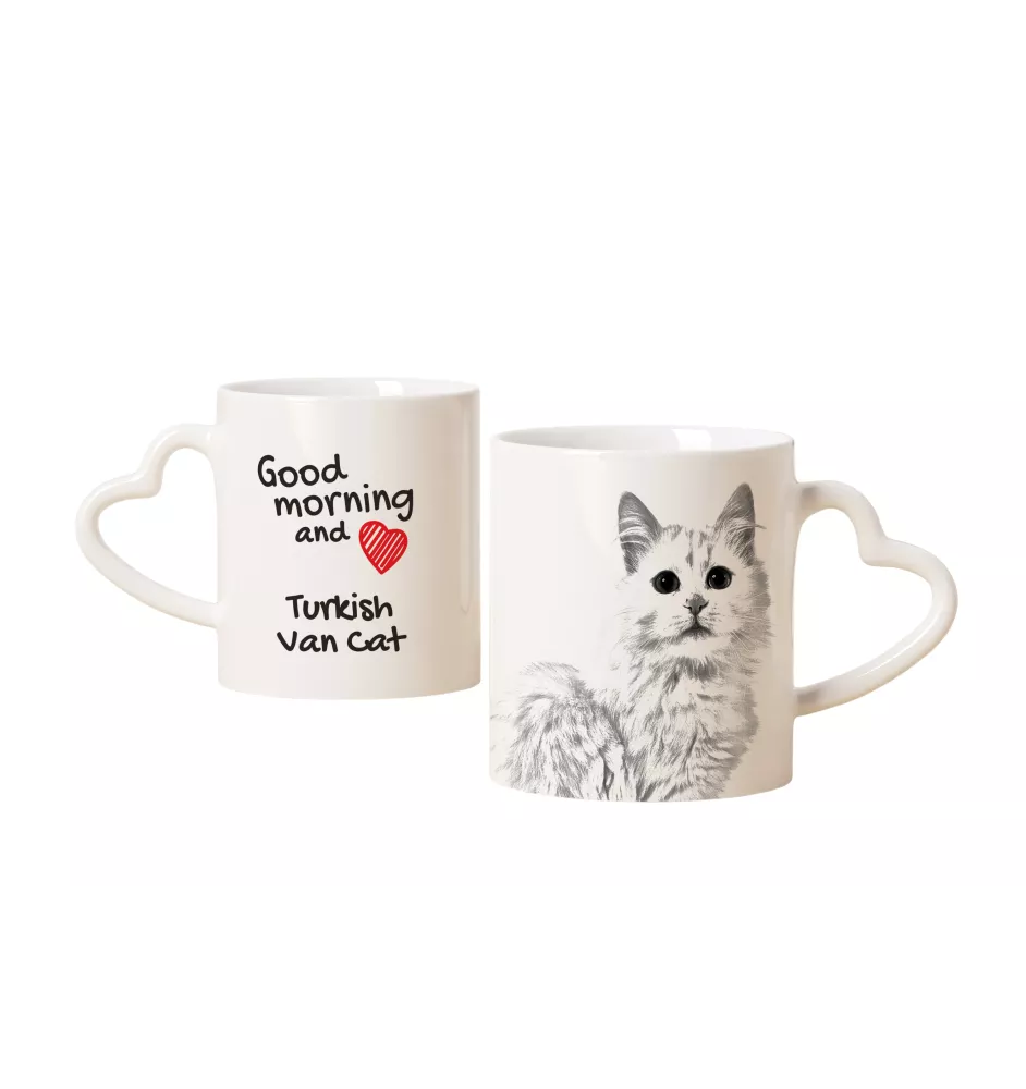 Turkish van - cat mug, adorable heart-shaped handle mug, universal gift from Art-Dog brand
